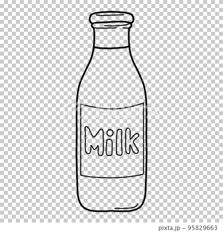Hand drawn sketch of milk bottle. Line drawing. Single element for logo, starionery, label and packaging. Doodle illustration isolated on white. For receipt and cooking design. Hand drawn sketch of milk bottle. Line drawing. Single element for logo, starionery, label and packaging. Doodle illustration isolated on white. For receipt and cooking design. 95829663