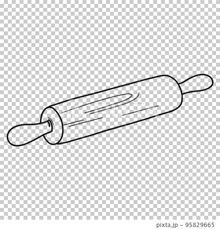 Hand drawn sketch of roller for dough. Line drawing. Single element for logo, starionery, label and packaging. Doodle illustration isolated on white. For receipt and cooking design. Hand drawn sketch of roller for dough. Line drawing. Single element for logo, starionery, label and packaging. Doodle illustration isolated on white. For receipt and cooking design. 95829665