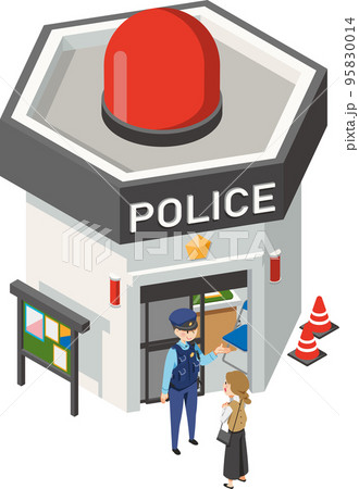 交番で警察官に相談する女性 95830014