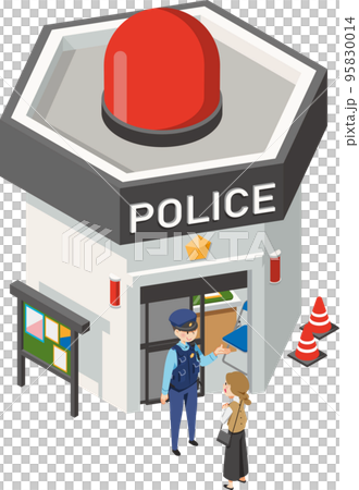 交番で警察官に相談する女性 95830014