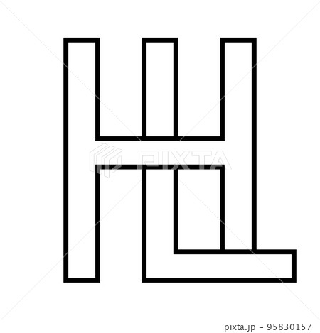 Logo sign hl lh icon nft, interlaced letters l h 95830157