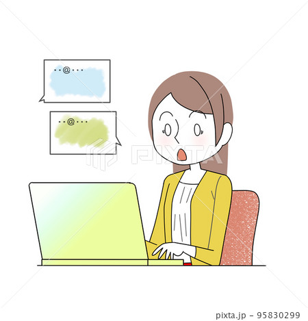 驚いてメールしている女性 驚いてメールしている女性 95830299