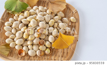 イチョウの葉と銀杏の種 95830559