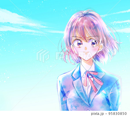女子学生　バストアップ　強気 95830850