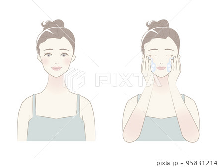 スキンケア バストアップ イラスト 肌色のイラスト素材 スキンケア バストアップ イラスト 肌色のイラスト素材
