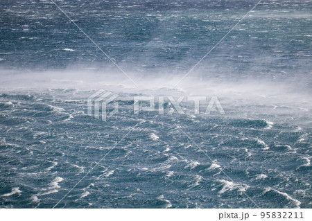 View to the strong stormy sea during strong wind, nature concept View to the strong stormy sea during strong wind, nature concept 95832211