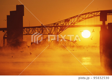 Sunset over Pell Bridge Sunset over Pell Bridge 95832530