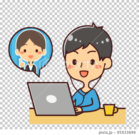 パソコンでオンライン相談をする男性 イラスト素材のイラスト素材 [95833699] - PIXTA
