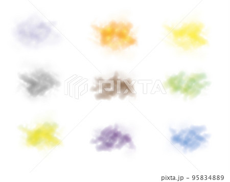 Fog or smoke isolated transparent special effect. White vector cloudiness, mist or smog background. Vector illustration 95834889
