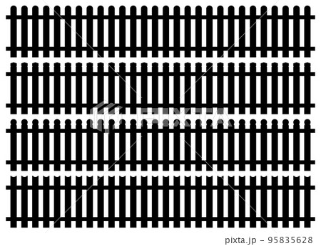 Set of fence silhouette in flat style vector illustration. Black fence isolated on white Set of fence silhouette in flat style vector illustration. Black fence isolated on white 95835628