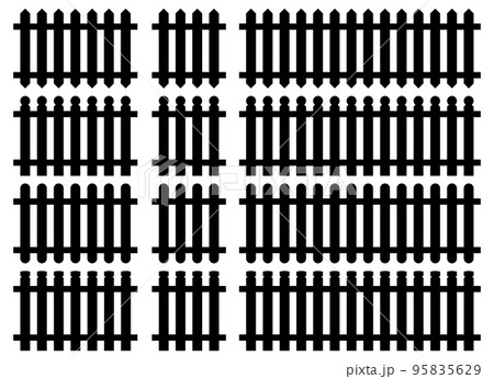 Set of fence silhouette in flat style vector illustration. Black fence isolated on white Set of fence silhouette in flat style vector illustration. Black fence isolated on white 95835629
