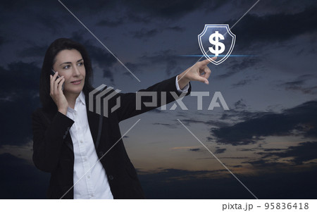 Business money insurance and protection online concept 95836418