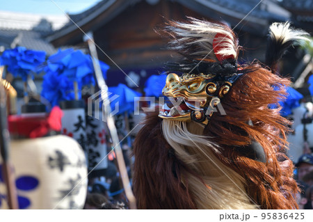 姫路・播州の秋祭り　大塩天満宮の毛獅子の道中 95836425
