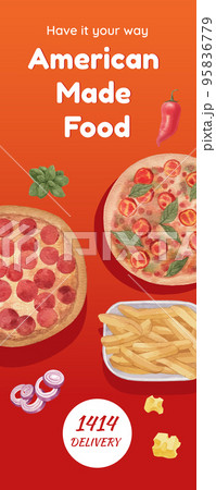 Infographic template with American fastfood concept, watercolor style 95836779