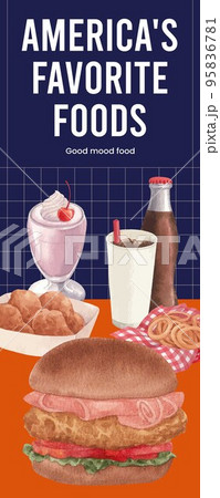 Infographic template with American fastfood concept, watercolor style 95836781