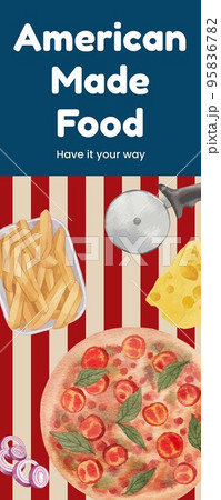Infographic template with American fastfood concept, watercolor style 95836782