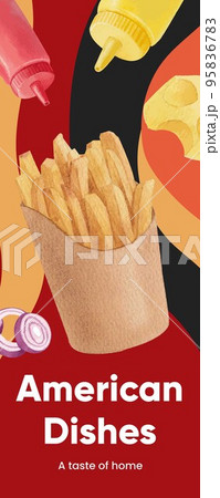 Infographic template with American fastfood concept, watercolor style 95836783
