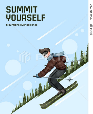 Poster template with Internation mountain day concept, watercolor style Poster template with Internation mountain day concept, watercolor style 95836792