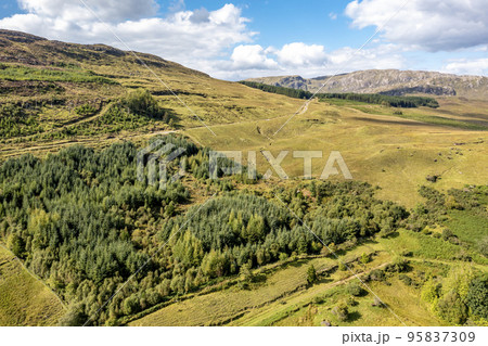 Aerial view of Coaghaniwore The Lake Eske in Donegal, Ireland. 95837309