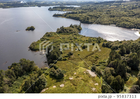 Aerial view of The Lake Eske in Donegal, Ireland. Aerial view of The Lake Eske in Donegal, Ireland. 95837313
