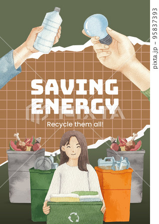 Pinterest template with global recycling concept, watercolor style Pinterest template with global recycling concept, watercolor style 95837393