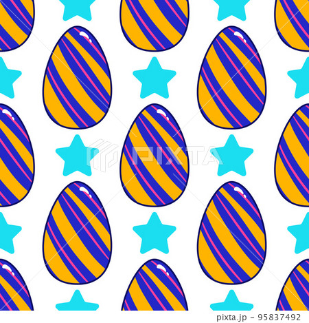 Seamless pattern with vector cartoon Easter eggs Seamless pattern with vector cartoon Easter eggs 95837492