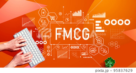FMCG theme with person using computer keyboard 95837629