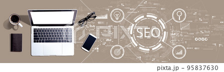 SEO concept with a laptop computer 95837630