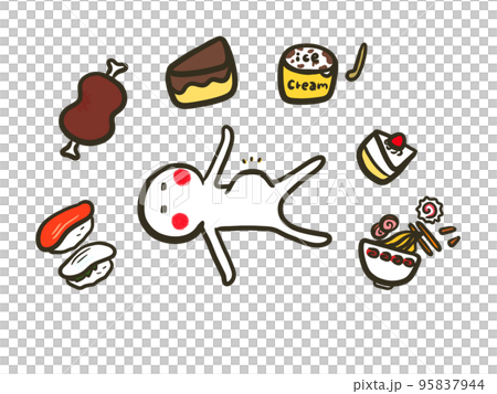 Illustration of a stickman full of cheat days 95837944