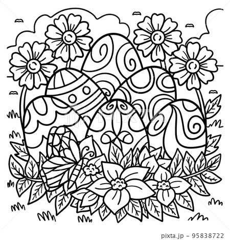 Easter Eggs with Flowers Coloring Page for Kids Easter Eggs with Flowers Coloring Page for Kids 95838722