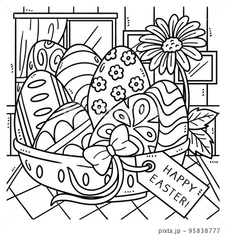 Happy Easter Egg Basket Coloring Page for Kids Happy Easter Egg Basket Coloring Page for Kids 95838777