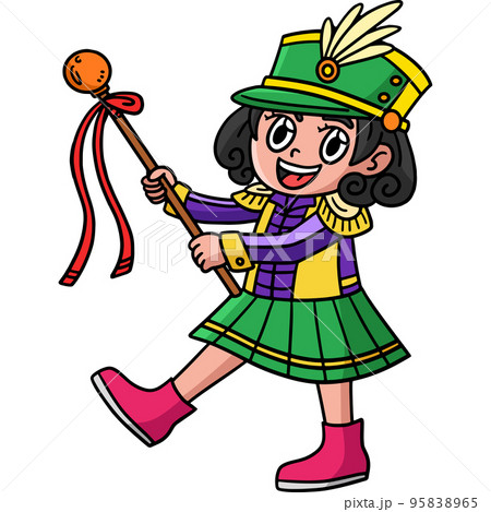 Mardi Gras Majorett Cartoon Colored Clipart  95838965