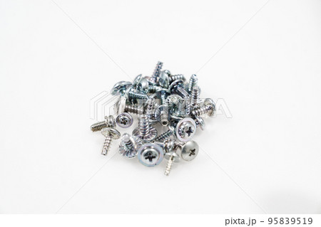 Screws, self-tapping, bolts on a white background. 95839519