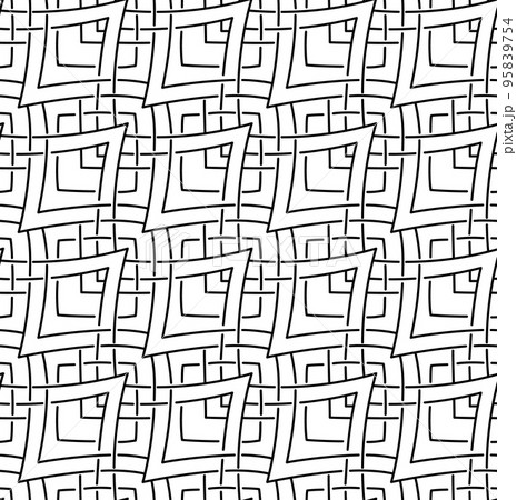 Seamless vector pattern in doodle style with black intersecting lines. Seamless vector geometric pattern connected rhombuses and squares. 95839754