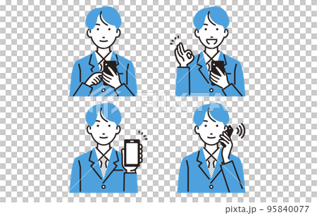 用智能手機設置的高中男孩 95840077