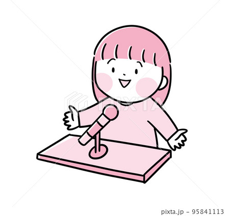 壇上でスピーチをしている子ども 壇上でスピーチをしている子ども 95841113