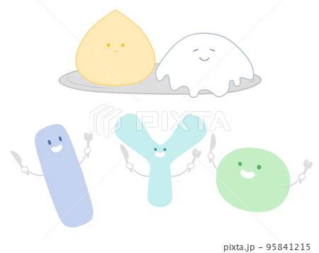 イラスト　善玉菌たちの食事 95841215