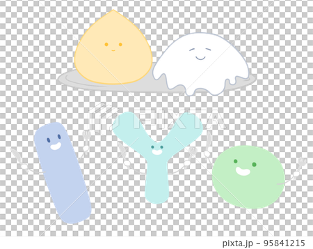 イラスト　善玉菌たちの食事 95841215