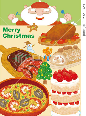 サンタクロースと一緒にクリスマスパーティー　文字入り 95841324