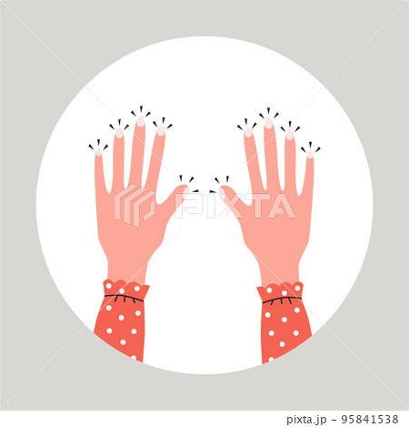 Tingling and numbness in the hands. Finger sensitivity problem. Flat vector illustration Tingling and numbness in the hands. Finger sensitivity problem. Flat vector illustration 95841538