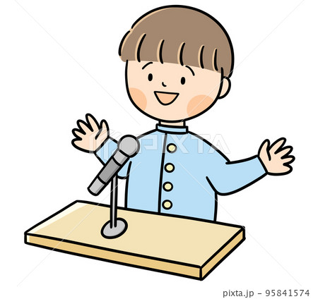 壇上でスピーチをしている生徒 壇上でスピーチをしている生徒 95841574