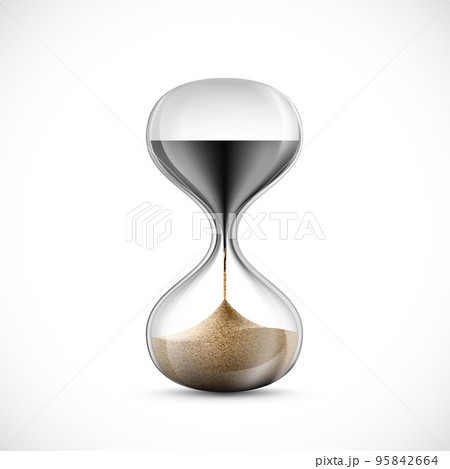 Crude oil in an hourglass turns into sand. 95842664