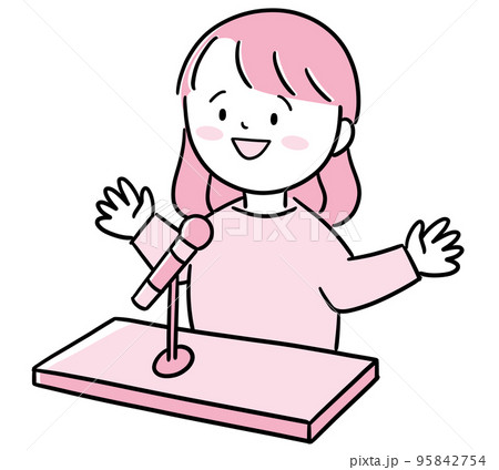 壇上でスピーチをしている女性 壇上でスピーチをしている女性 95842754