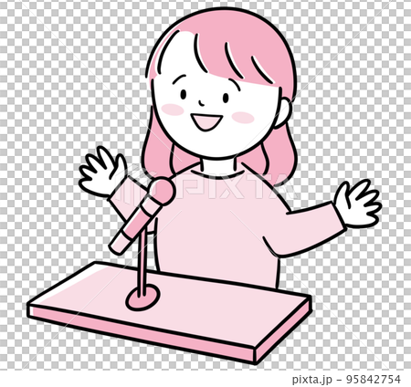 壇上でスピーチをしている女性 壇上でスピーチをしている女性 95842754