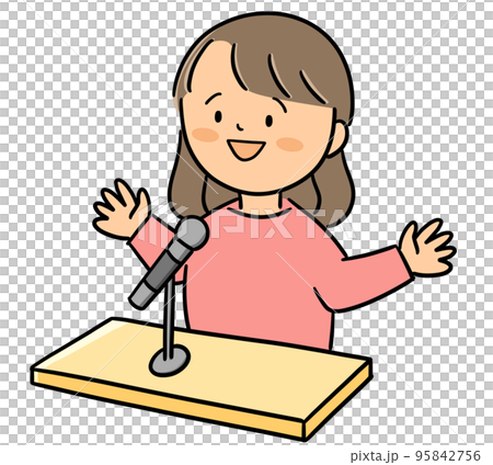 woman giving a speech on stage - Stock Illustration [95842756] - PIXTA