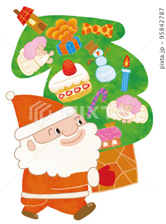 サンタとクリスマスツリー 95842787