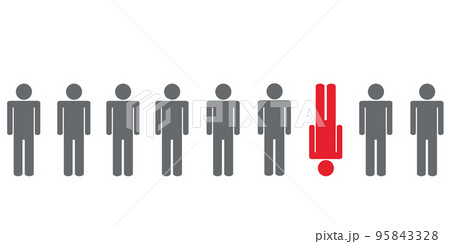 one red individaul person between other pictogram one red individaul person between other pictogram 95843328