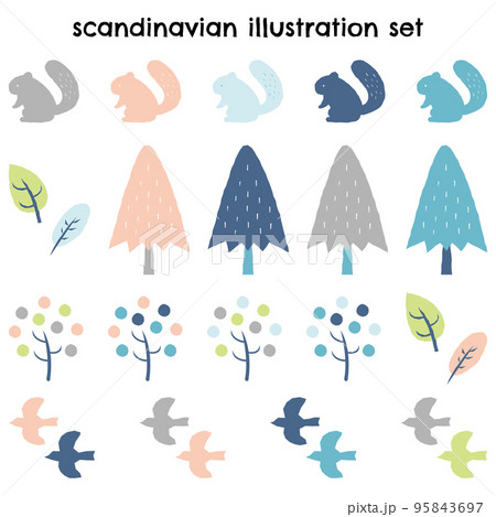 北欧風のイラストパーツセット 北欧風のイラストパーツセット 95843697