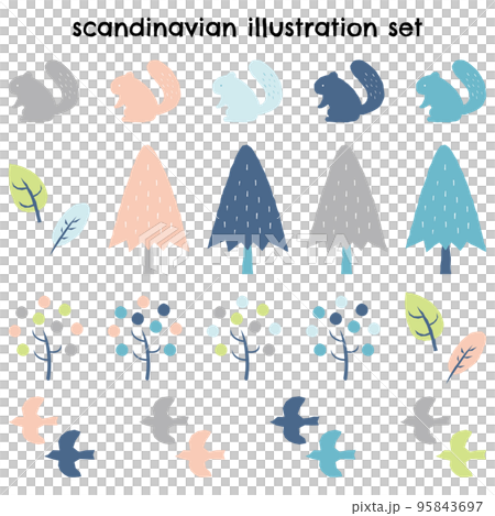 Scandinavian illustration parts set 95843697
