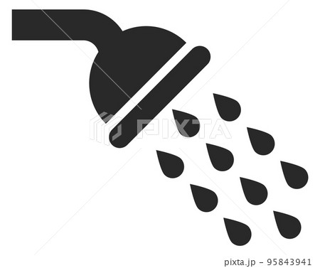 Shower black icon. Pouring water symbol. Bathroom sign 95843941